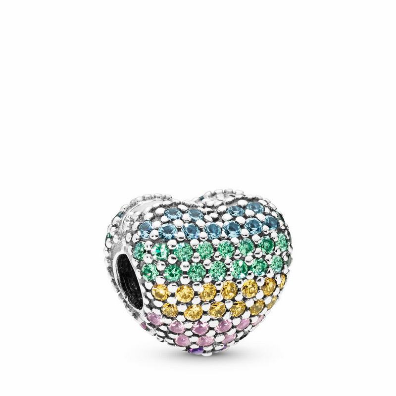 Pandora Australia Open My Heart Pavé Clip Charm - Sterling Silver | TVDAYK431